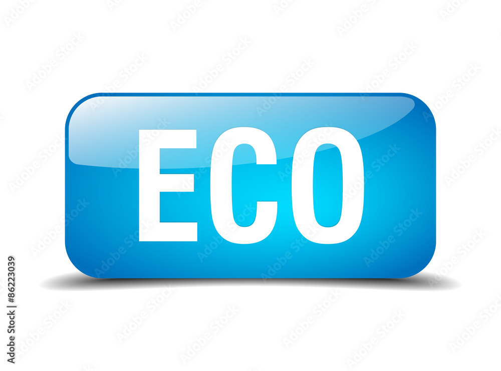 eco blue square 3d realistic isolated web button eco blue square 3d realistic isolated web button