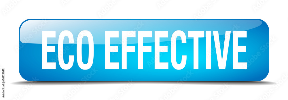 eco effective blue square 3d realistic isolated web button