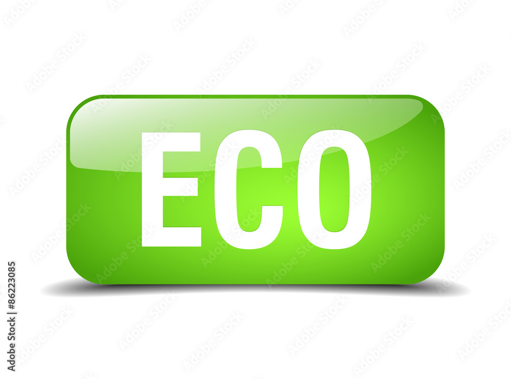 eco green square 3d realistic isolated web button eco green square 3d realistic isolated web button