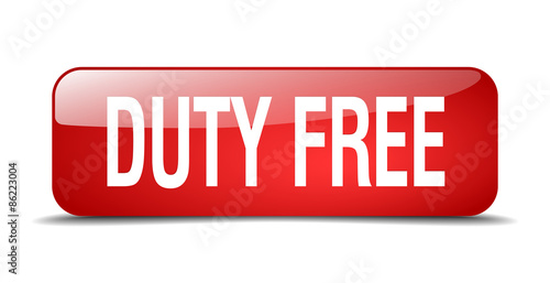 duty free red square 3d realistic isolated web button
