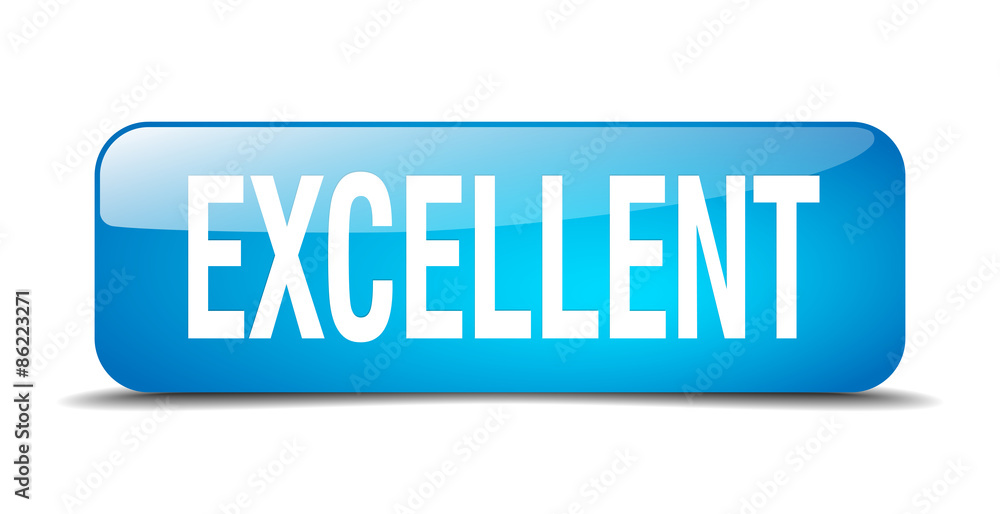 excellent blue square 3d realistic isolated web button excellent blue square 3d realistic isolated web button