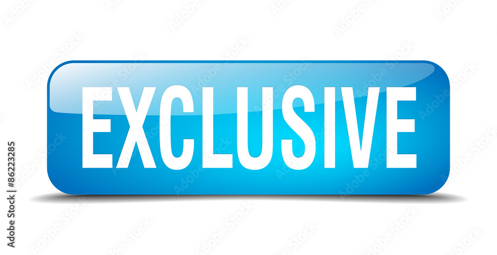 exclusive blue square 3d realistic isolated web button exclusive blue square 3d realistic isolated web button