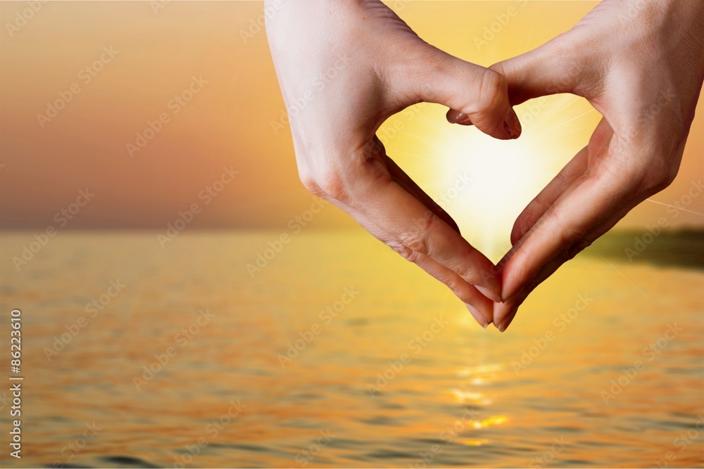 Fototapeta premium Heart Shape, Human Hand, Valentine's Day.