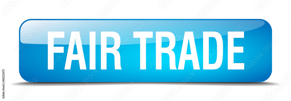 fair trade blue square 3d realistic isolated web button fair trade blue square 3d realistic isolated web button