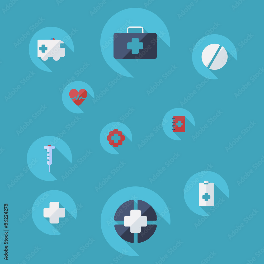 Flat concept, set modern design with shadow Flat concept, set modern design with shadow