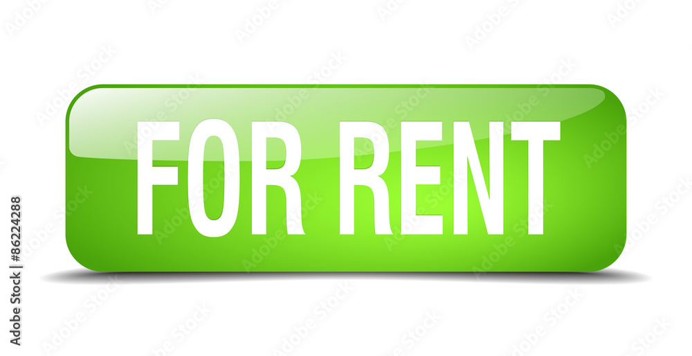 for rent green square 3d realistic isolated web button for rent green square 3d realistic isolated web button