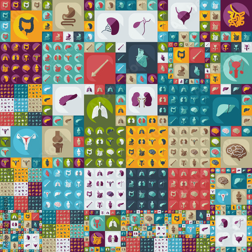 unique mega assembly of icons set human organs medicine