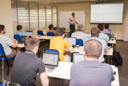 rear view of the students in computer class