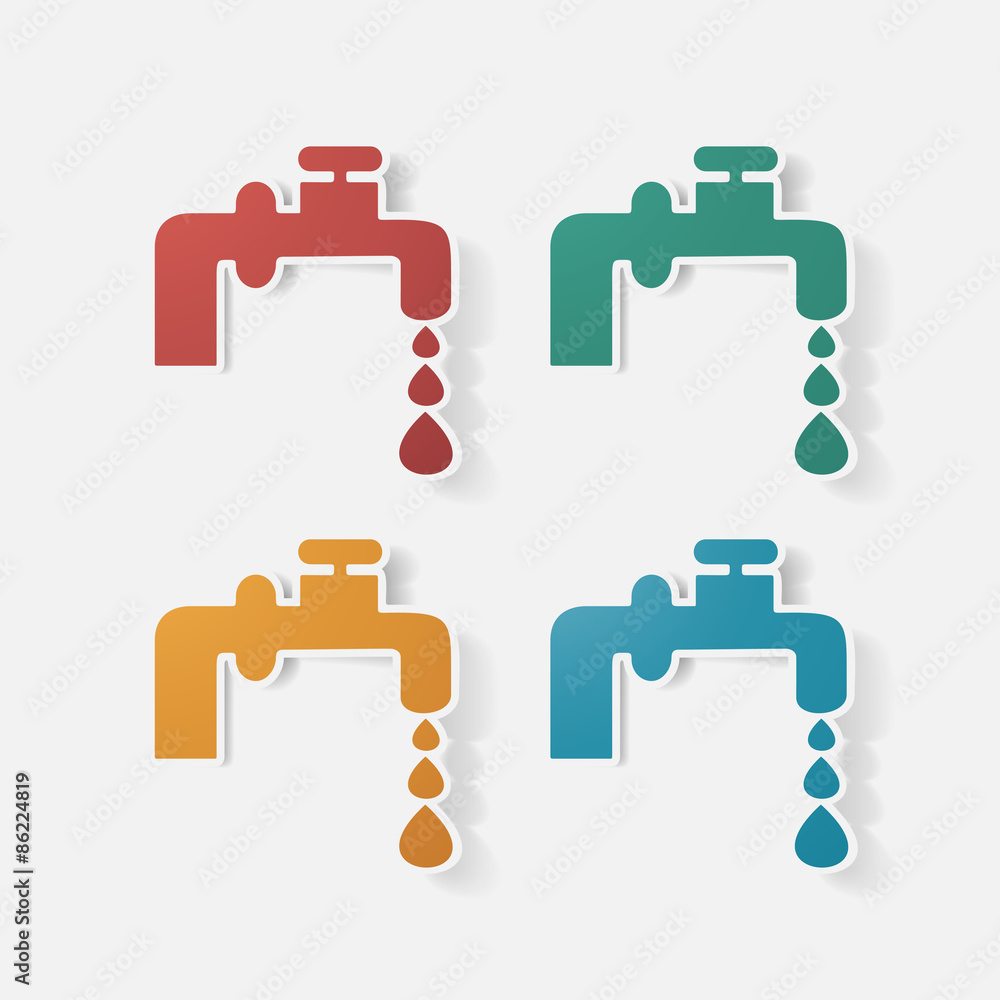 Paper clipped sticker: faucet Paper clipped sticker: faucet