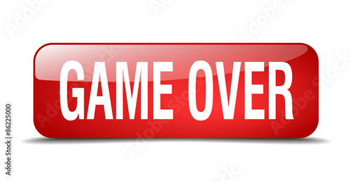 game over red square 3d realistic isolated web button