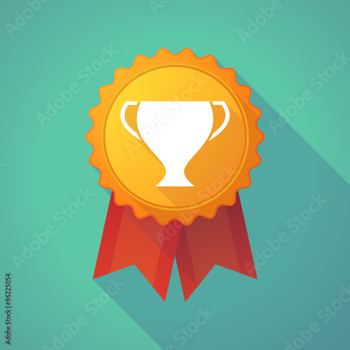 Long shadow badge icon with a cup