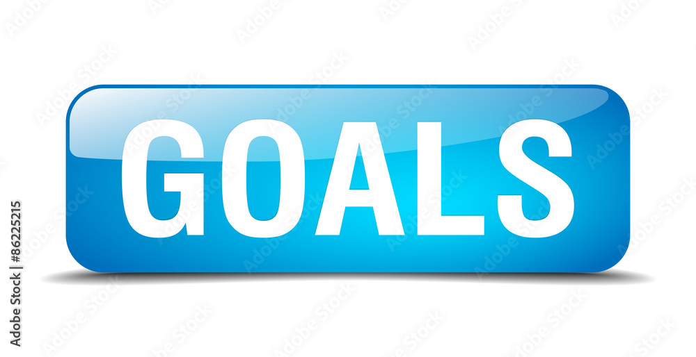goals blue square 3d realistic isolated web button goals blue square 3d realistic isolated web button