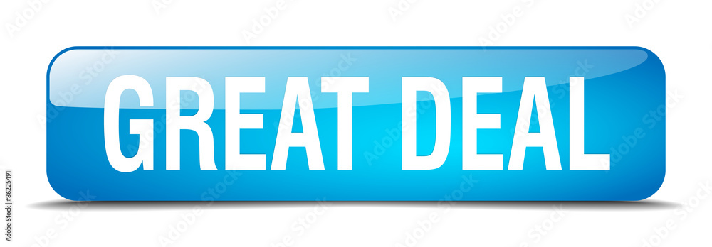great deal blue square 3d realistic isolated web button great deal blue square 3d realistic isolated web button