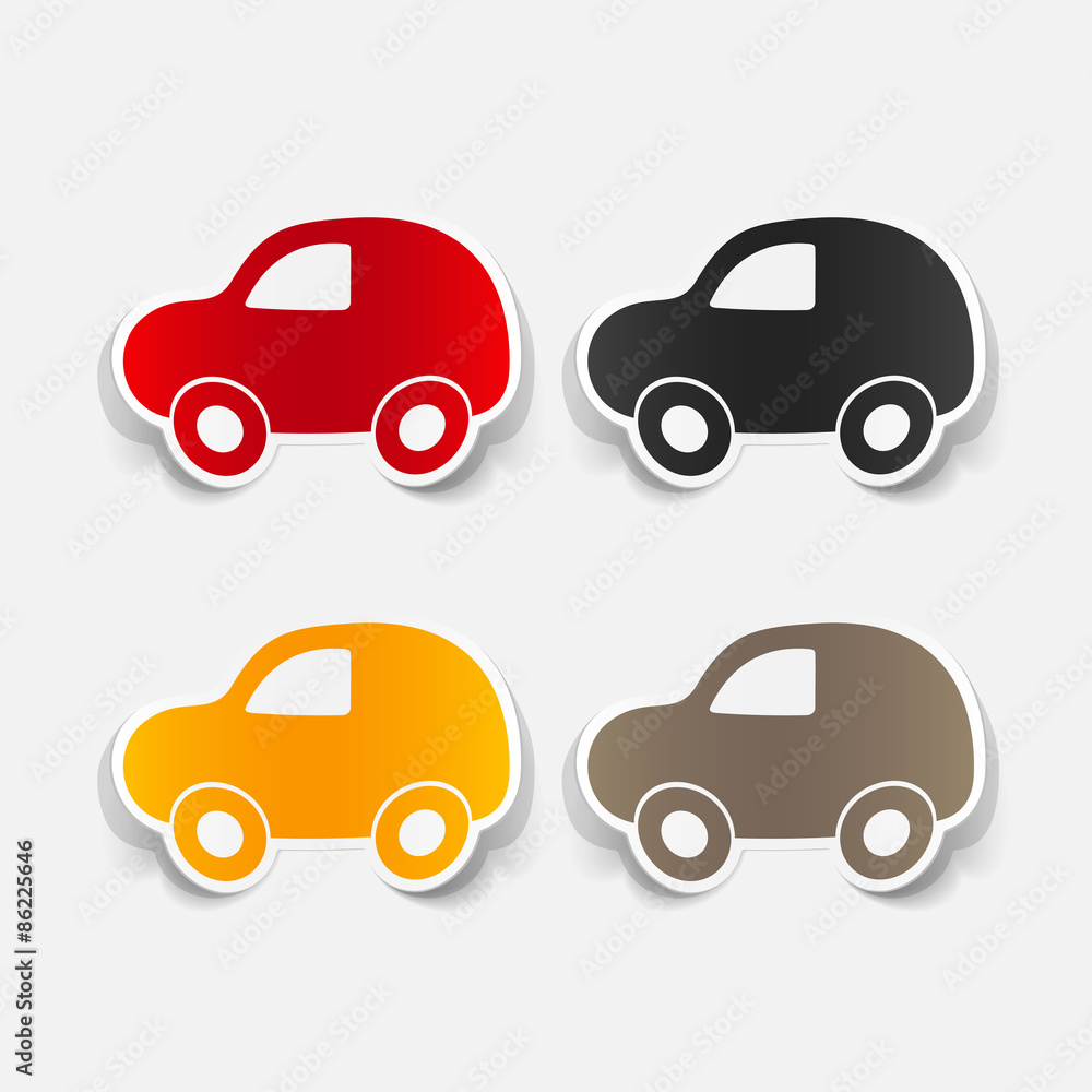 Paper clipped sticker: symbol car Paper clipped sticker: symbol car