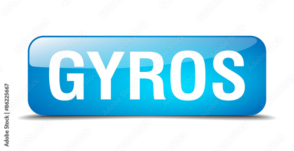 gyros blue square 3d realistic isolated web button gyros blue square 3d realistic isolated web button