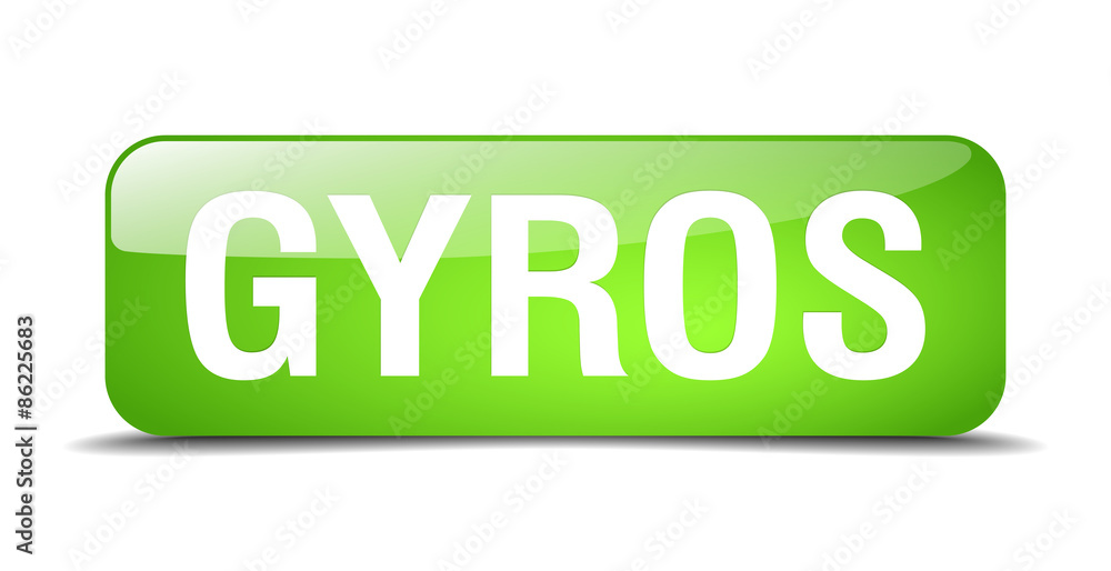 gyros green square 3d realistic isolated web button