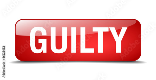 guilty red square 3d realistic isolated web button
