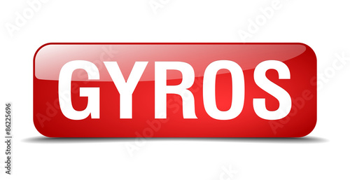 gyros red square 3d realistic isolated web button