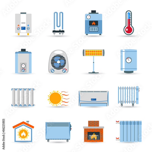 Heating Flat Color Icon Set