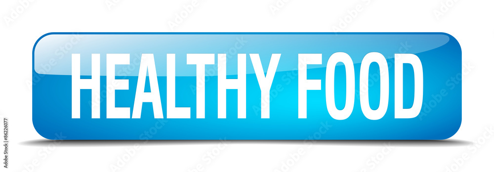 healthy food blue square 3d realistic isolated web button
