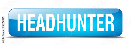 headhunter blue square 3d realistic isolated web button