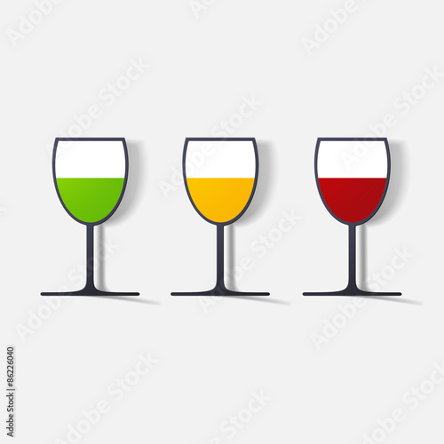 Paper clipped sticker: glass with liquid