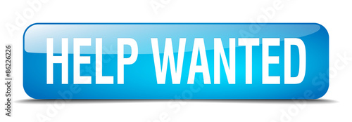 help wanted blue square 3d realistic isolated web button