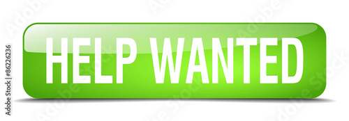 help wanted green square 3d realistic isolated web button