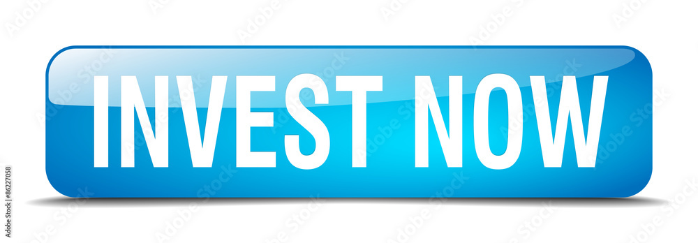 invest now blue square 3d realistic isolated web button invest now blue square 3d realistic isolated web button