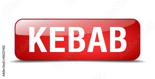 kebab red square 3d realistic isolated web button