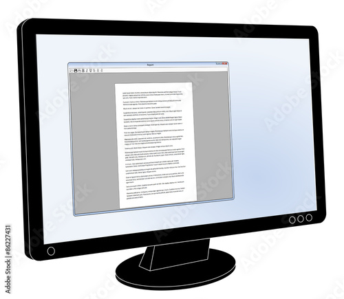 LCD flat screen monitor with generic word processor open photo