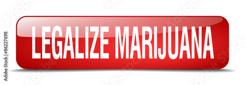 legalize marijuana red square 3d realistic isolated web button