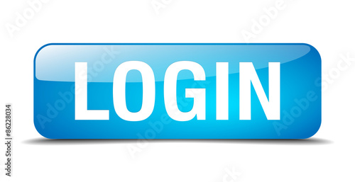 login blue square 3d realistic isolated web button