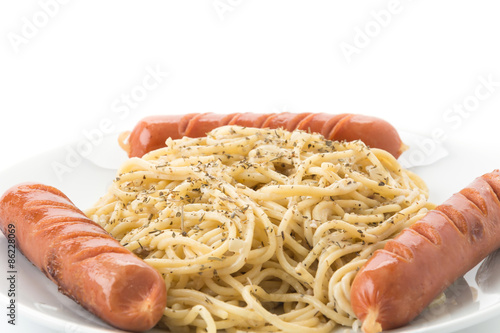 spaghetti cream sauce with sausage