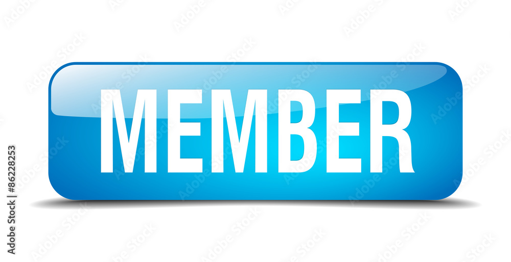 member blue square 3d realistic isolated web button member blue square 3d realistic isolated web button