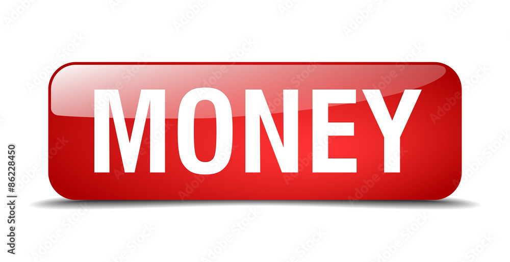 money red square 3d realistic isolated web button money red square 3d realistic isolated web button
