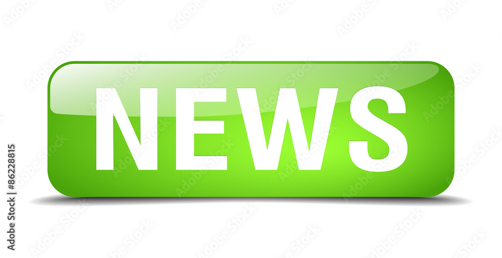 news green square 3d realistic isolated web button news green square 3d realistic isolated web button