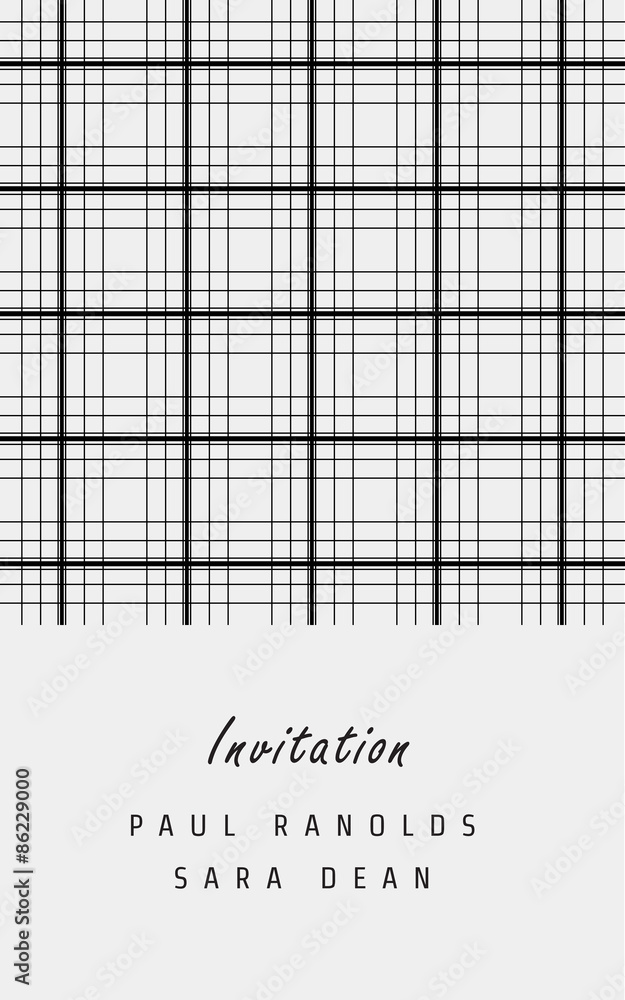 Fototapeta premium Vector minimal invitation card or ticket, monochrome geometric pattern templates. Ideal for Save The Date, tickets, anniversary date, birthday cards, invitations.