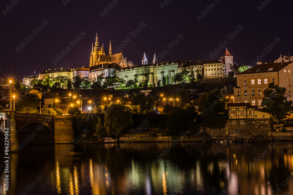 Fototapeta premium Prague view in night, Czech Republic