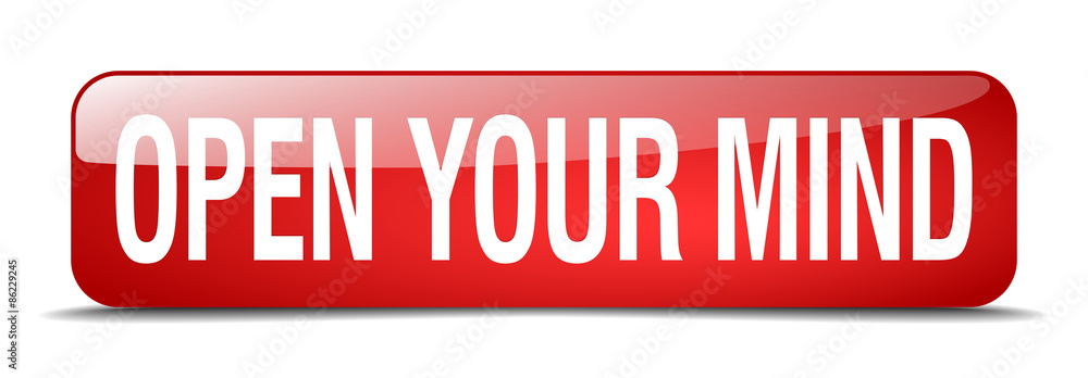 open your mind red square 3d realistic isolated web button open your mind red square 3d realistic isolated web button