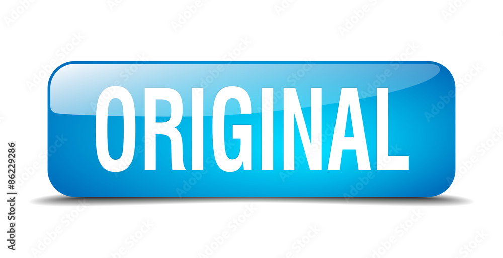 original blue square 3d realistic isolated web button original blue square 3d realistic isolated web button