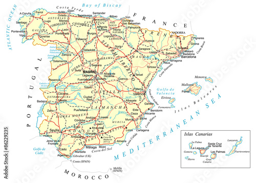 Spain - detailed map - illustration  