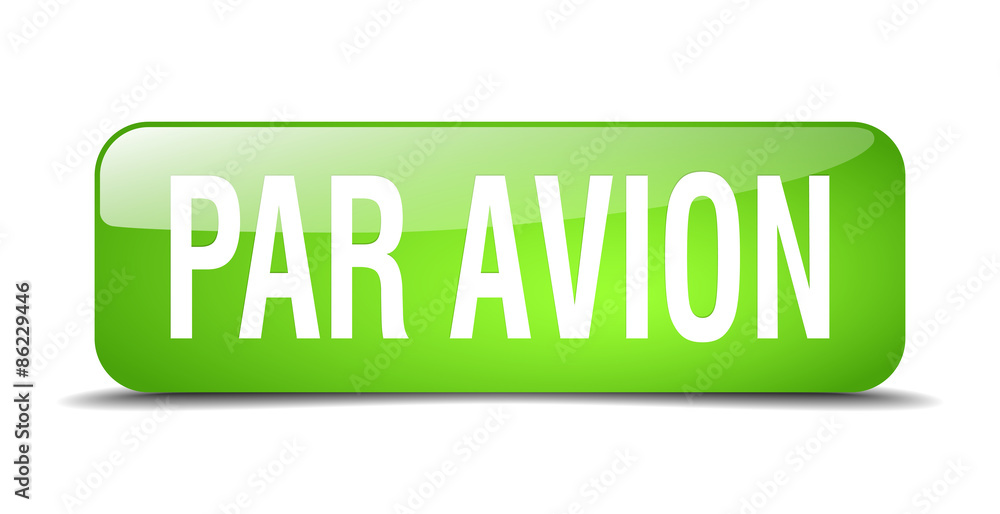 par avion green square 3d realistic isolated web button par avion green square 3d realistic isolated web button