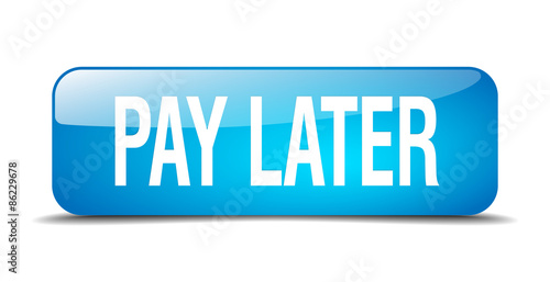 pay later blue square 3d realistic isolated web button