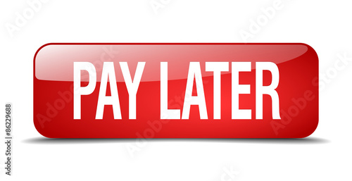 pay later red square 3d realistic isolated web button