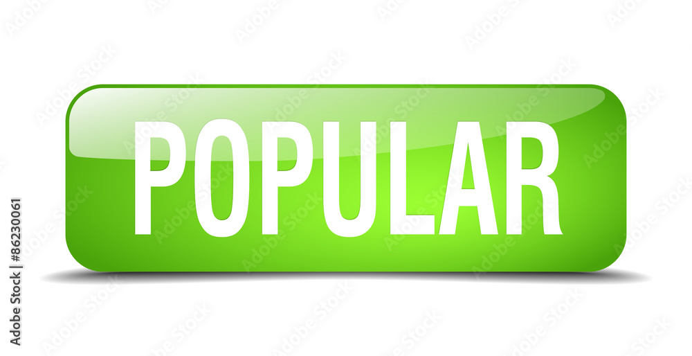 popular green square 3d realistic isolated web button popular green square 3d realistic isolated web button