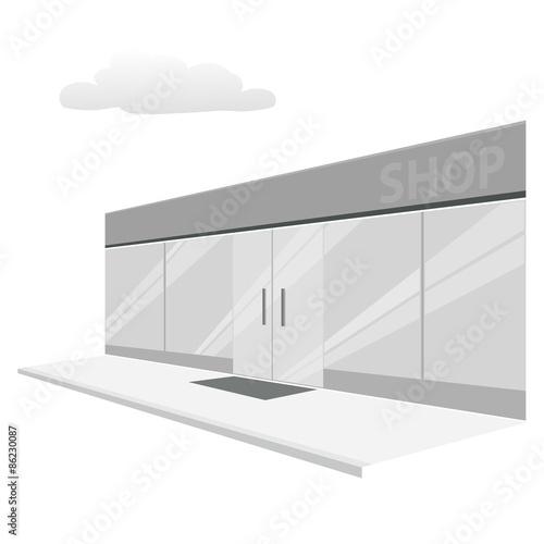 Mall Glass Store Facade exterior, angle view