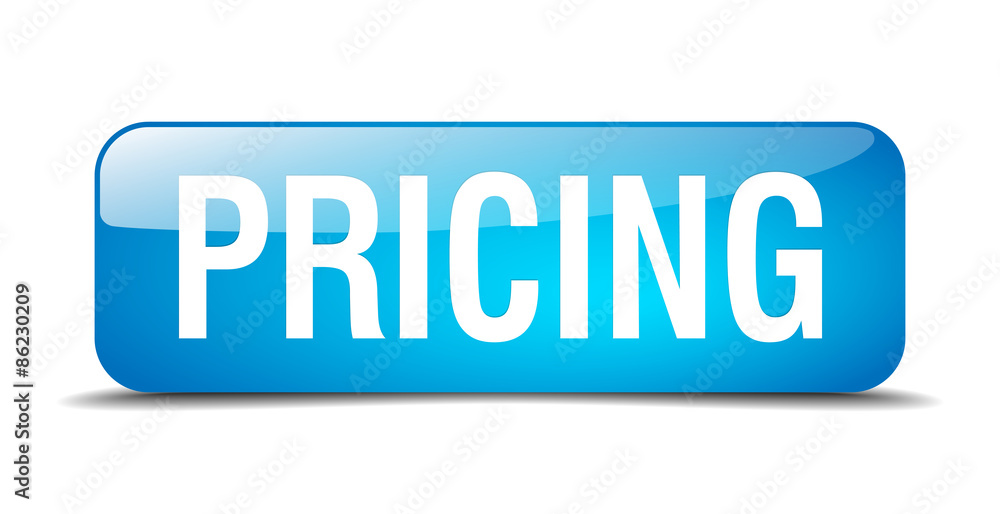 pricing blue square 3d realistic isolated web button pricing blue square 3d realistic isolated web button