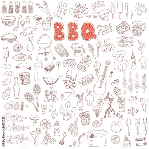 barbecue party doodle elements