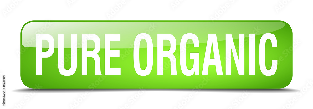 pure organic green square 3d realistic isolated web button pure organic green square 3d realistic isolated web button